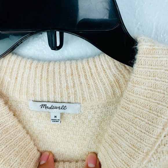 Madewell Cable Havener Pullover Crewneck Sweater in Heather Powder - Picture 4 of 10